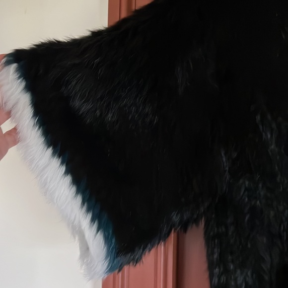 Elizabeth and James - black rabbit fur jacket with red and white fur - Picture 2 of 6